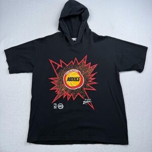 Vintage Houston Rockets Shirt Hoodie Mens Large Black NBA Basketball Zubaz 90s